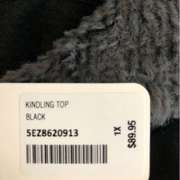 NWT Soft Surroundings Black Kindling Top Cowl Neck Gray Faux Fur Trim 1X Cozy - Picture 7 of 16